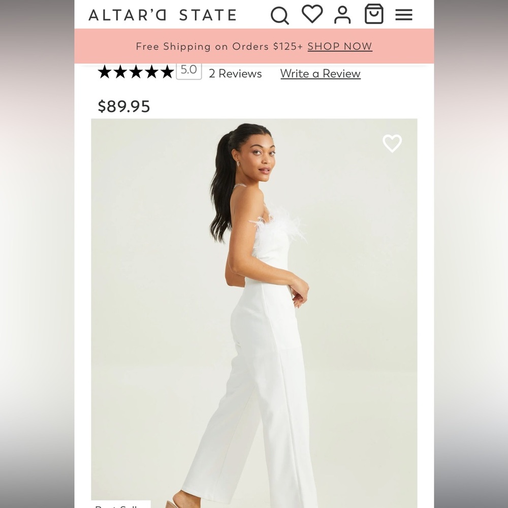 WHITE FEATHER TRIMMED JUMPSUIT